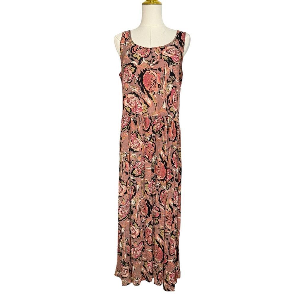 Vtg Johnny Was Biya Rated R Women’s OS Floral Midi Dress Rayon Boho Hipster 90s